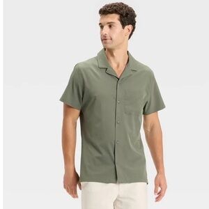 All In Motion Men's Resort Shirt Dark Olive Green NWT